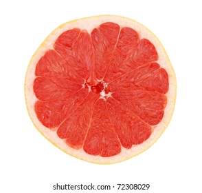Slice of grapefruit isolated on white background