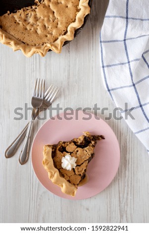 Similar – Image, Stock Photo Pink chocolate pie sliced and Christmas Advent concept