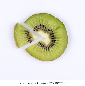 Slice Of Kiwi Isolated On White Background. Fruit Pie Chart