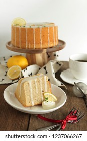 Slice Of Lemon Earl Grey Chiffon Cake  , Hot Earl Grey In Cup