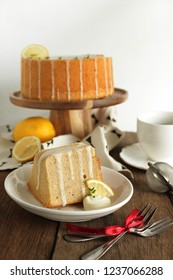 Slice Of Lemon Earl Grey Chiffon Cake  , Hot Earl Grey In Cup