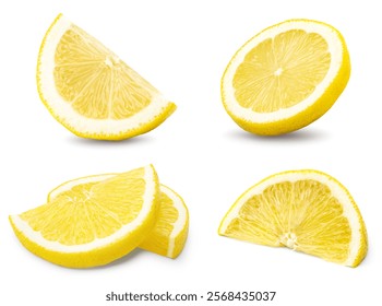 slice of lemon isolated on white background. clipping path