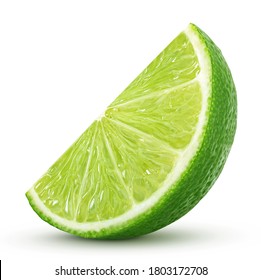 slice of lime isolated on white background with clipping path