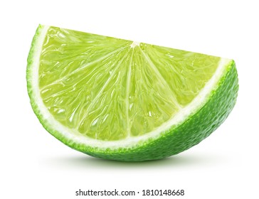 slice of lime isolated on white background with clipping path
