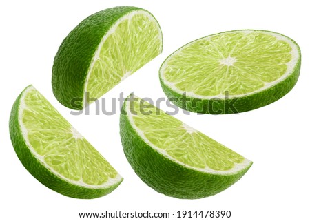 Slice of lime isolated on white background. Collection