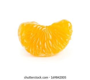 Slice Of Mandarin On White Background