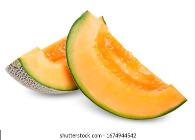 slice melon isolated on white, melon clipping path