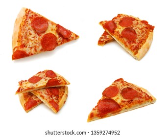 Slice Of A Pepperoni Pizza Isolated On White Background