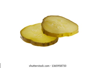 Slice Of Pickled Cucumber Isolated On White Background.