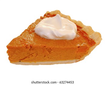 Slice Of Pumpkin Pie Isolated On A White Background