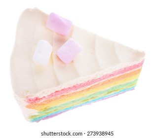 Slice of rainbow cake