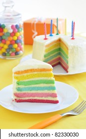 Slice Of Rainbow Cake