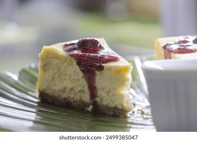 Slice Of Raspberry Cheesecake At Restaurant