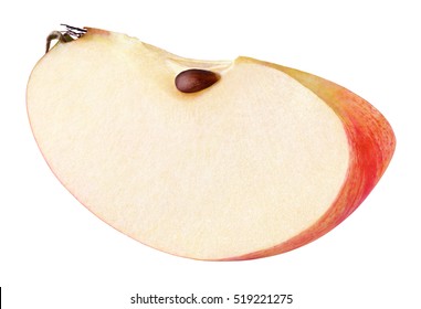 Slice Of Red Apple Fruit Isolated On White Background