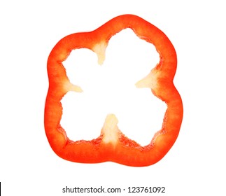 Slice Of Red Bell Pepper Isolated On White Background