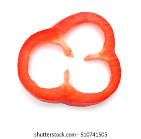 Slice Red Bell Pepper Isolated On White Background