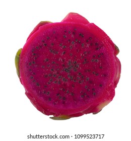 Slice Of Red Dragon Fruit Isolated On White Background