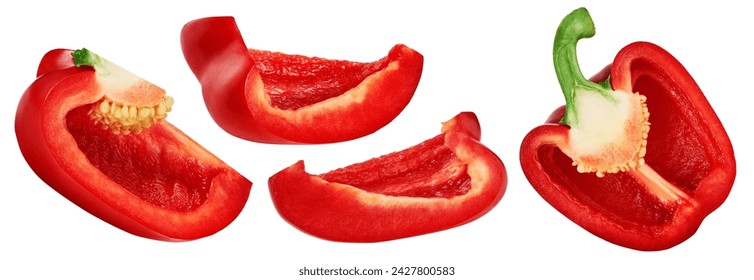 Slice of red sweet bell pepper isolated on white background - Powered by Shutterstock