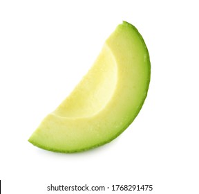 Slice Of Ripe Avocado Isolated On White