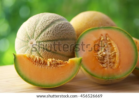 slice of ripe melon on table