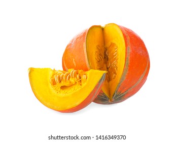 Slice Of Ripe Orange Pumpkin On A White Background