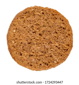 Slice Of Round Rye Bread Isolated On A White Background
