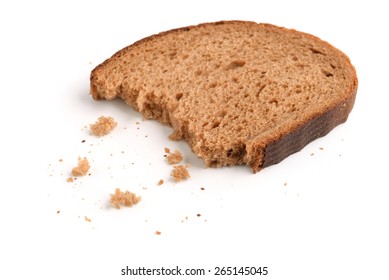 Slice Of Rye Bread And Breadcrumbs Isolated On White