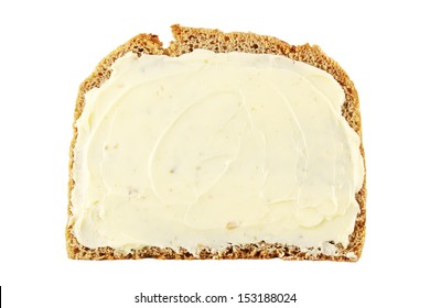 Slice Of Rye Bread With Butter Isolated On White