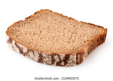 Slice of rye bread isolated on white.