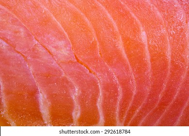 Slice Of Salmon Fullscreen. Extreme Close Up