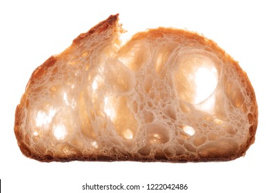 Slice Of Sourdough Freshly Baked Bread On White Background.