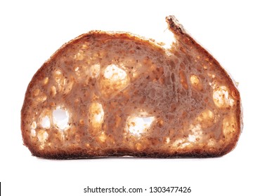 Slice Of Sourdough Whole Wheat Freshly Baked Bread On White Background.