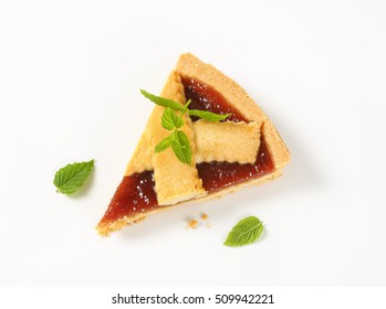 Slice Of Strawberry Cake On White Background