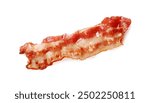 Slice of tasty fried bacon isolated on white, top view