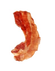 Slice Of Tasty Fried Bacon Isolated On White