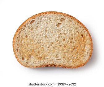 Slice Of Toasted Bread Isolated On White Background, Top View