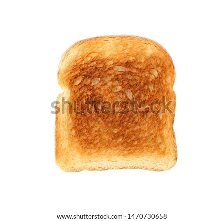 Slice of toasted wheat bread isolated on white, top view