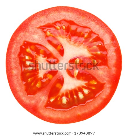 Slice of tomato isolated on white