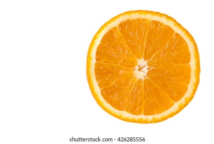 Slice Valencia Orange Or Navel Orange Isolated On White Background