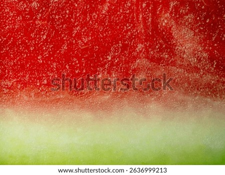 Slice of watermelon close up macro texture red and green