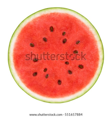 Slice of watermelon isolated on white background                               