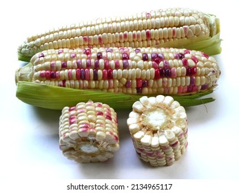 Slice of waxy corn sweet purple on white background - Shutterstock ID 2134965117