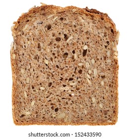 Slice Of A Whole Wheat Bread Isolated On A White Background