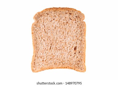 Slice Of Wholemeal Bread Over White Background