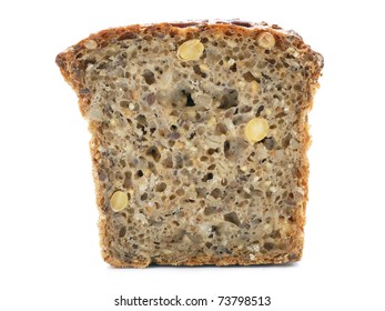 Slice Of Wholemeal Bread Over White Background