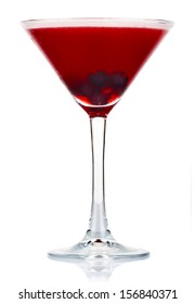 Sliced Alcohol Cocktail With Currant Berry Isolated On White Background