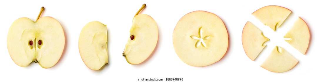 Sliced apple isolated on white background, top view - Shutterstock ID 1888948996