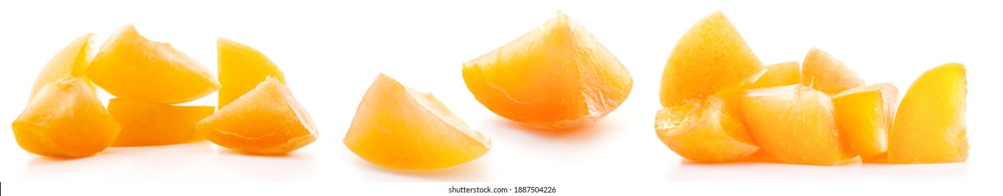 Sliced apricots isolated on white background - Shutterstock ID 1887504226