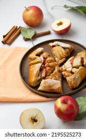 Sliced Autumn Apple Pie Crust Galette On Plate