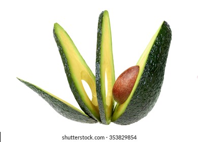 Sliced Avocado Isolated On White Background